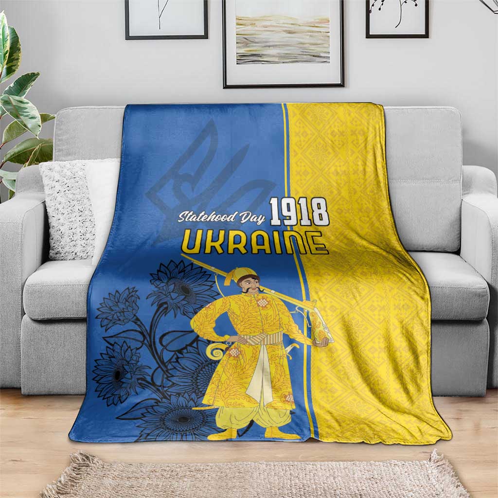Ukraine Statehood Day 1918 Blanket Coat Of Arms With Ukrainian Folk Pattern