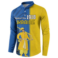 Ukraine Statehood Day 1918 Button Sweatshirt Coat Of Arms With Ukrainian Folk Pattern