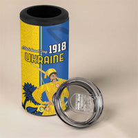 Ukraine Statehood Day 1918 4 in 1 Can Cooler Tumbler Coat Of Arms With Ukrainian Folk Pattern
