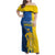 Ukraine Statehood Day 1918 Family Matching Off Shoulder Maxi Dress and Hawaiian Shirt Coat Of Arms With Ukrainian Folk Pattern