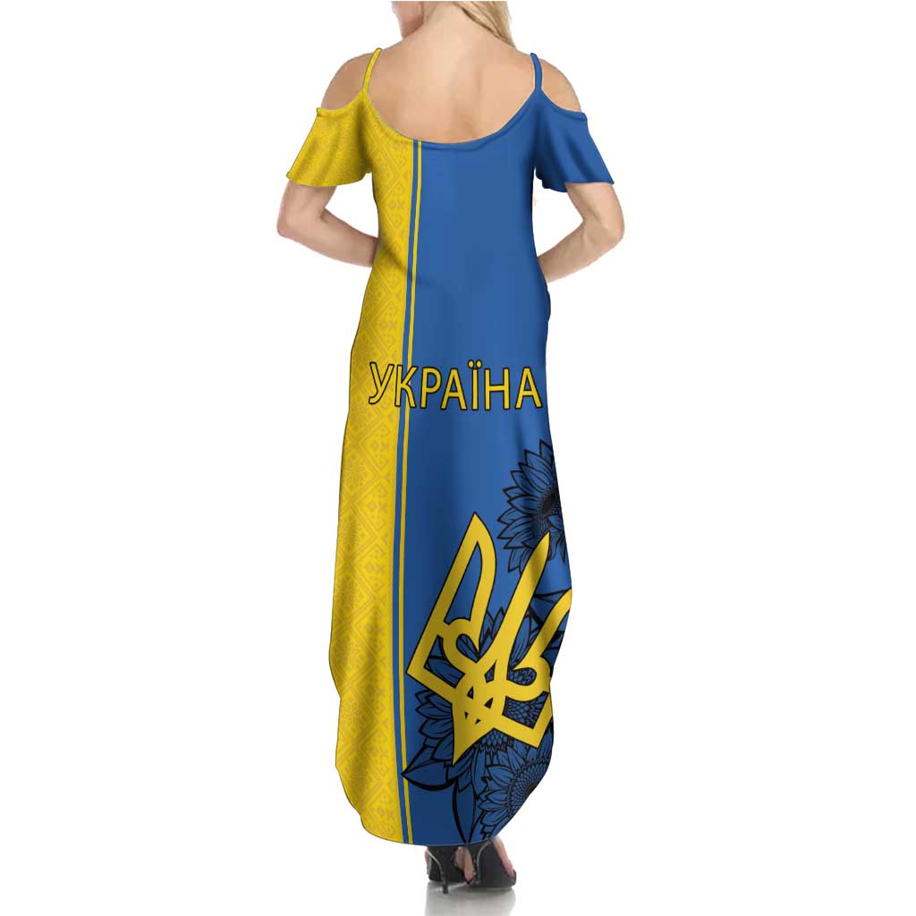 Ukraine Statehood Day 1918 Family Matching Summer Maxi Dress and Hawaiian Shirt Coat Of Arms With Ukrainian Folk Pattern