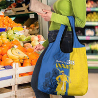 Ukraine Statehood Day 1918 Grocery Bag Coat Of Arms With Ukrainian Folk Pattern