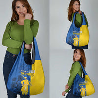 Ukraine Statehood Day 1918 Grocery Bag Coat Of Arms With Ukrainian Folk Pattern