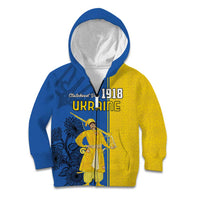 Ukraine Statehood Day 1918 Kid Hoodie Coat Of Arms With Ukrainian Folk Pattern