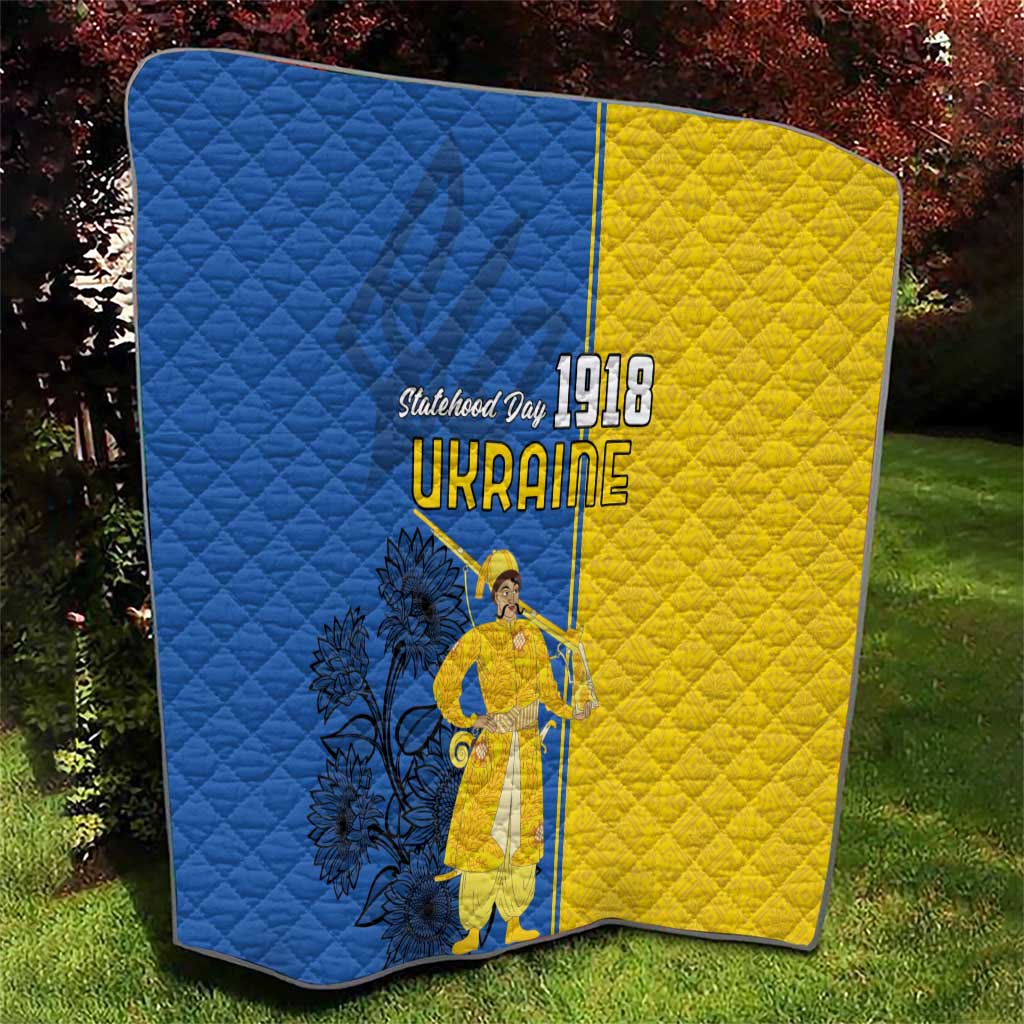 Ukraine Statehood Day 1918 Quilt Coat Of Arms With Ukrainian Folk Pattern