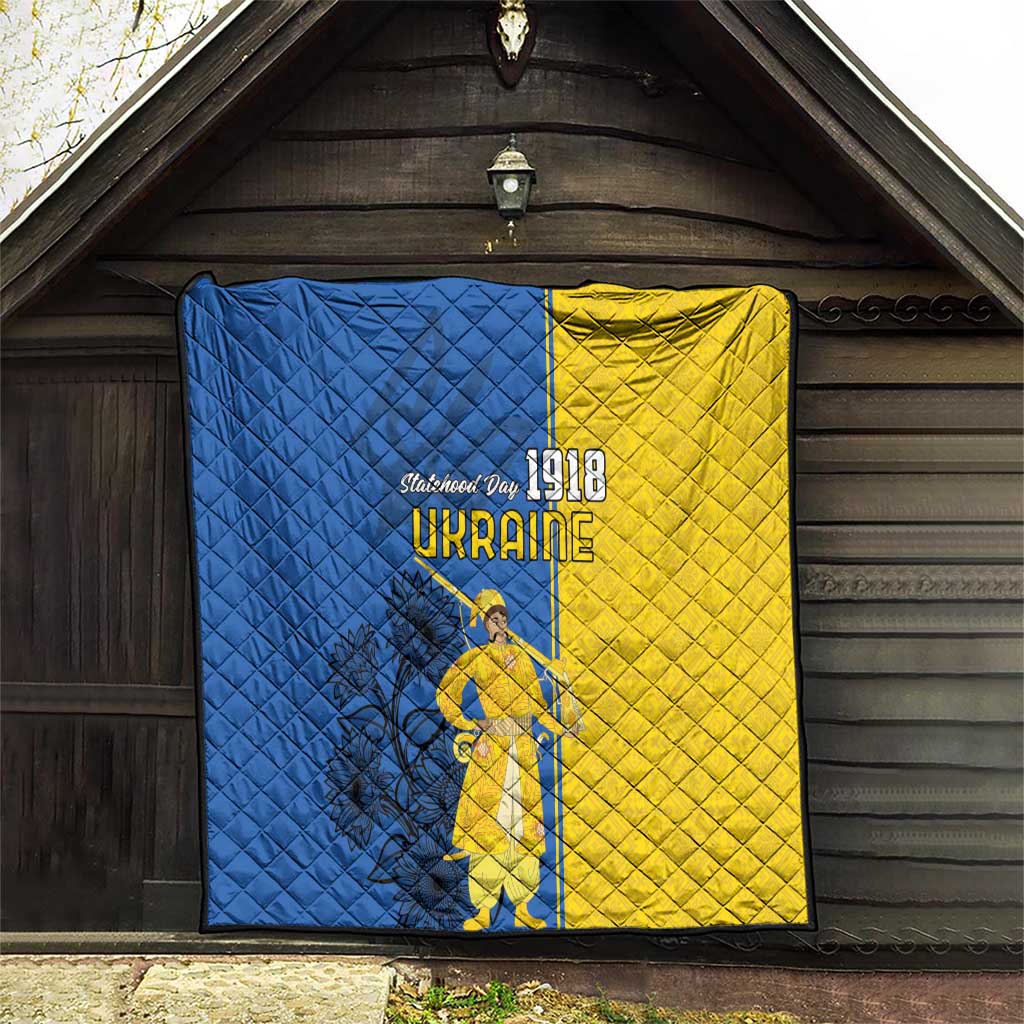 Ukraine Statehood Day 1918 Quilt Coat Of Arms With Ukrainian Folk Pattern