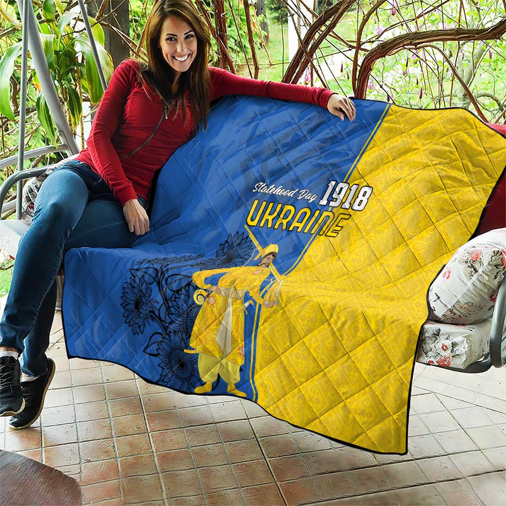Ukraine Statehood Day 1918 Quilt Coat Of Arms With Ukrainian Folk Pattern