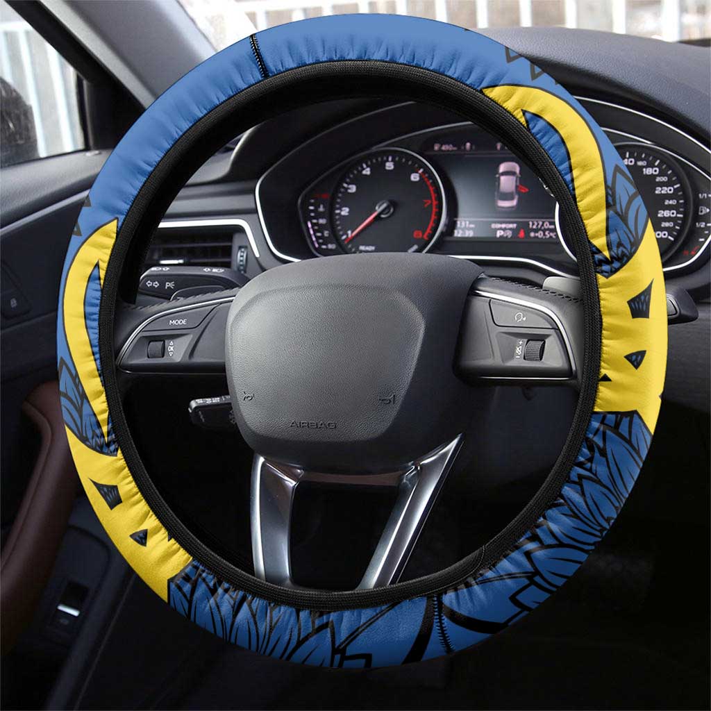 Ukraine Statehood Day 1918 Steering Wheel Cover Coat Of Arms With Ukrainian Folk Pattern