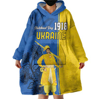 Ukraine Statehood Day 1918 Wearable Blanket Hoodie Coat Of Arms With Ukrainian Folk Pattern