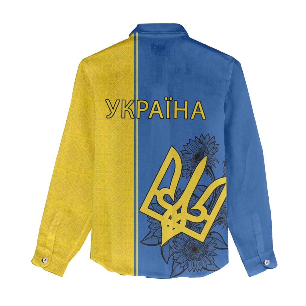 Ukraine Statehood Day 1918 Women Casual Shirt Coat Of Arms With Ukrainian Folk Pattern