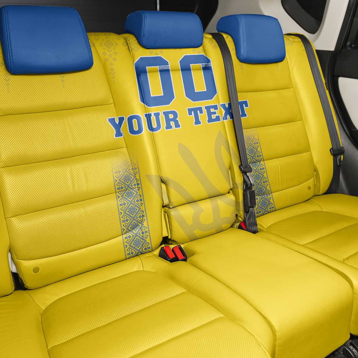 Custom Ukraine Football Back Car Seat Cover Come On Zbirna Yellow Version