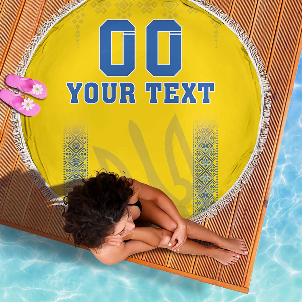 Custom Ukraine Football Beach Blanket Come On Zbirna Yellow Version