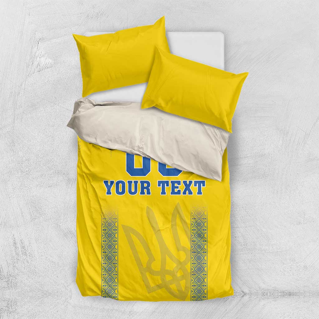 Custom Ukraine Football Bedding Set Come On Zbirna Yellow Version