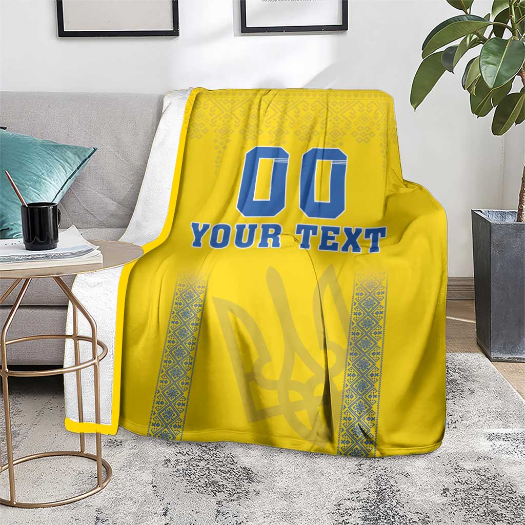Custom Ukraine Football Blanket Come On Zbirna Yellow Version