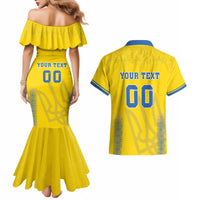 Custom Ukraine Football Couples Matching Mermaid Dress and Hawaiian Shirt Come On Zbirna Yellow Version