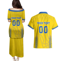 Custom Ukraine Football Couples Matching Puletasi and Hawaiian Shirt Come On Zbirna Yellow Version