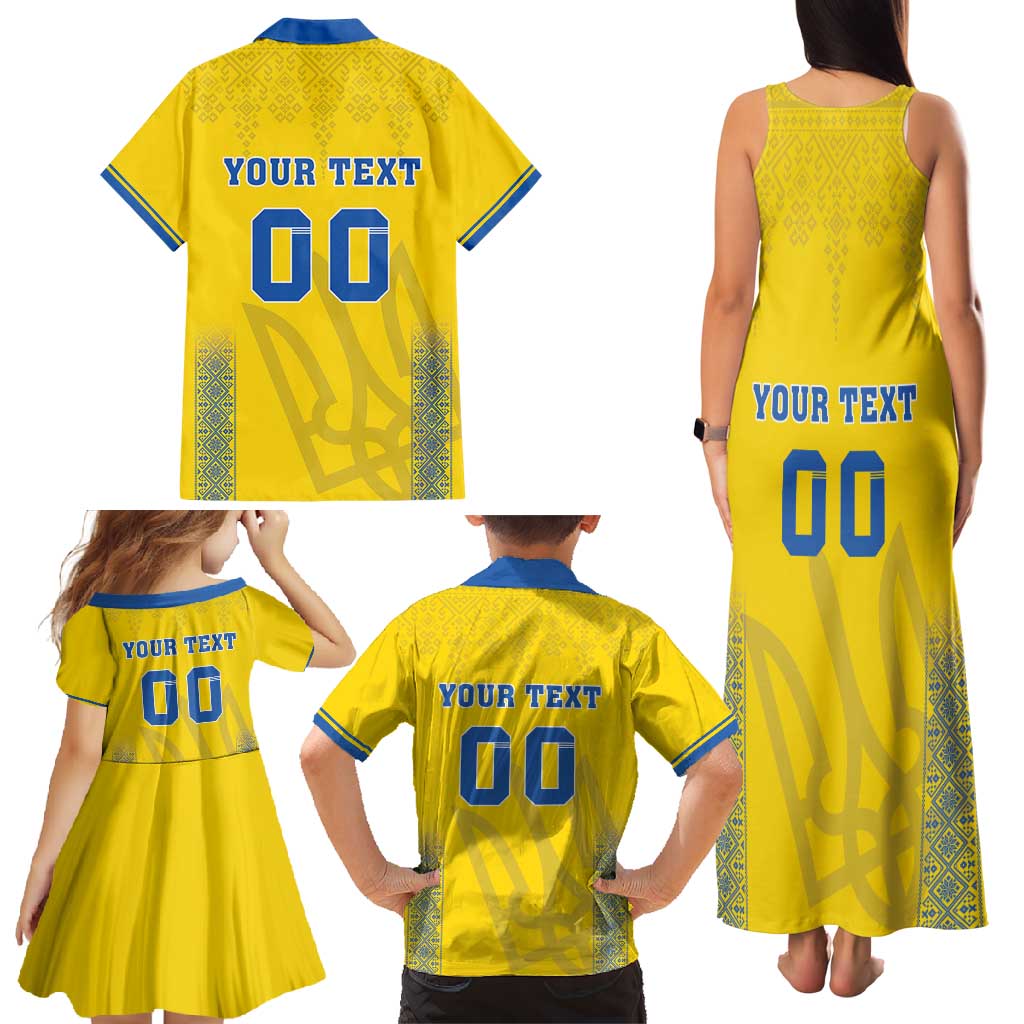 Custom Ukraine Football Family Matching Tank Maxi Dress and Hawaiian Shirt Come On Zbirna Yellow Version