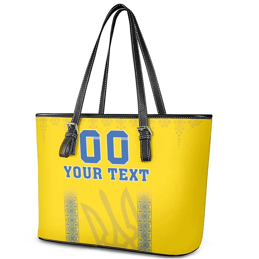 Custom Ukraine Football Leather Tote Bag Come On Zbirna Yellow Version