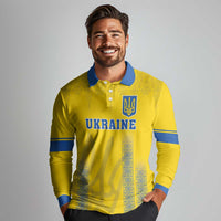 Custom Ukraine Football Long Sleeve Polo Shirt Come On Zbirna Yellow Version