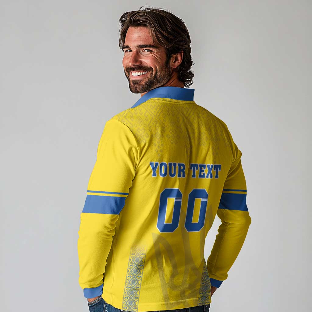 Custom Ukraine Football Long Sleeve Polo Shirt Come On Zbirna Yellow Version