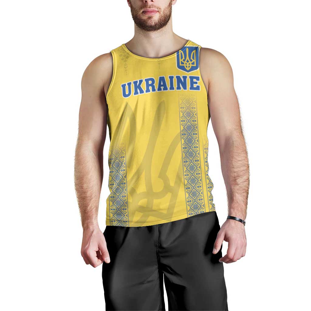 Custom Ukraine Football Men Tank Top Come On Zbirna Yellow Version