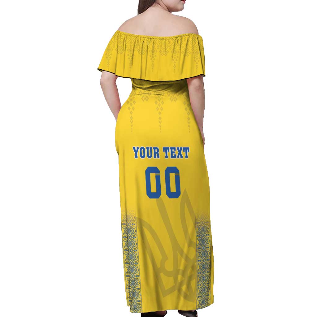 Custom Ukraine Football Off Shoulder Maxi Dress Come On Zbirna Yellow Version