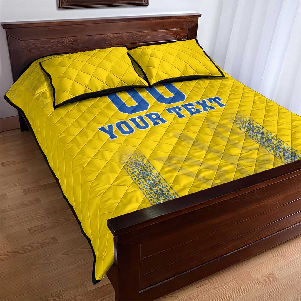 Custom Ukraine Football Quilt Bed Set Come On Zbirna Yellow Version