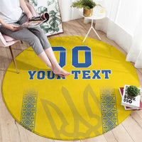 Custom Ukraine Football Round Carpet Come On Zbirna Yellow Version