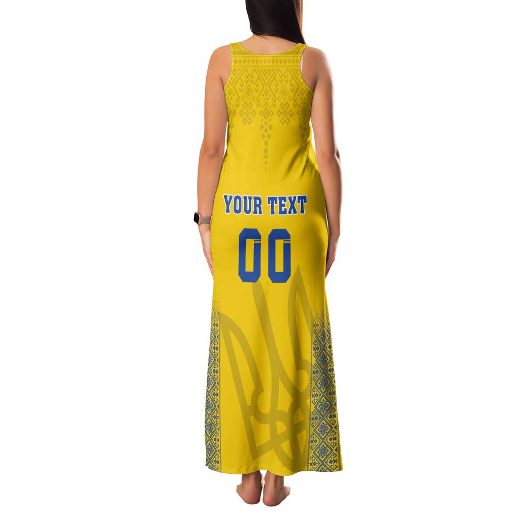 Custom Ukraine Football Tank Maxi Dress Come On Zbirna Yellow Version