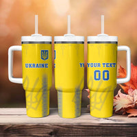 Custom Ukraine Football Tumbler With Handle Come On Zbirna Yellow Version