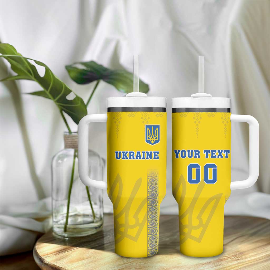 Custom Ukraine Football Tumbler With Handle Come On Zbirna Yellow Version