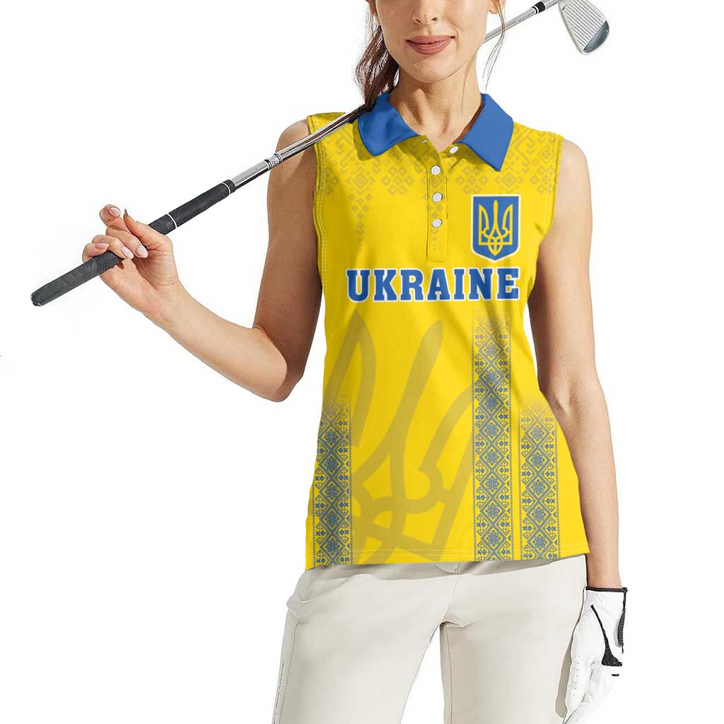 Custom Ukraine Football Women Sleeveless Polo Shirt Come On Zbirna Yellow Version
