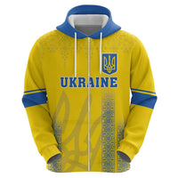 Custom Ukraine Football Zip Hoodie Come On Zbirna Yellow Version
