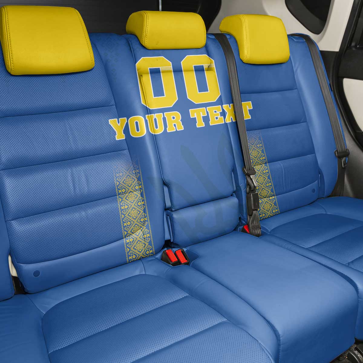 Custom Ukraine Football Back Car Seat Cover Come On Zbirna Blue Version