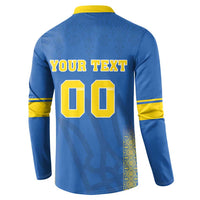 Custom Ukraine Football Button Sweatshirt Come On Zbirna Blue Version