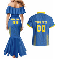 Custom Ukraine Football Couples Matching Mermaid Dress and Hawaiian Shirt Come On Zbirna Blue Version