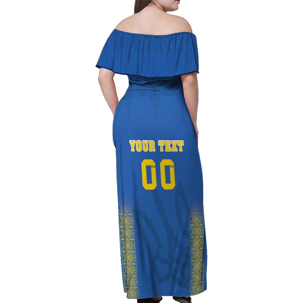 Custom Ukraine Football Family Matching Off Shoulder Maxi Dress and Hawaiian Shirt Come On Zbirna Blue Version