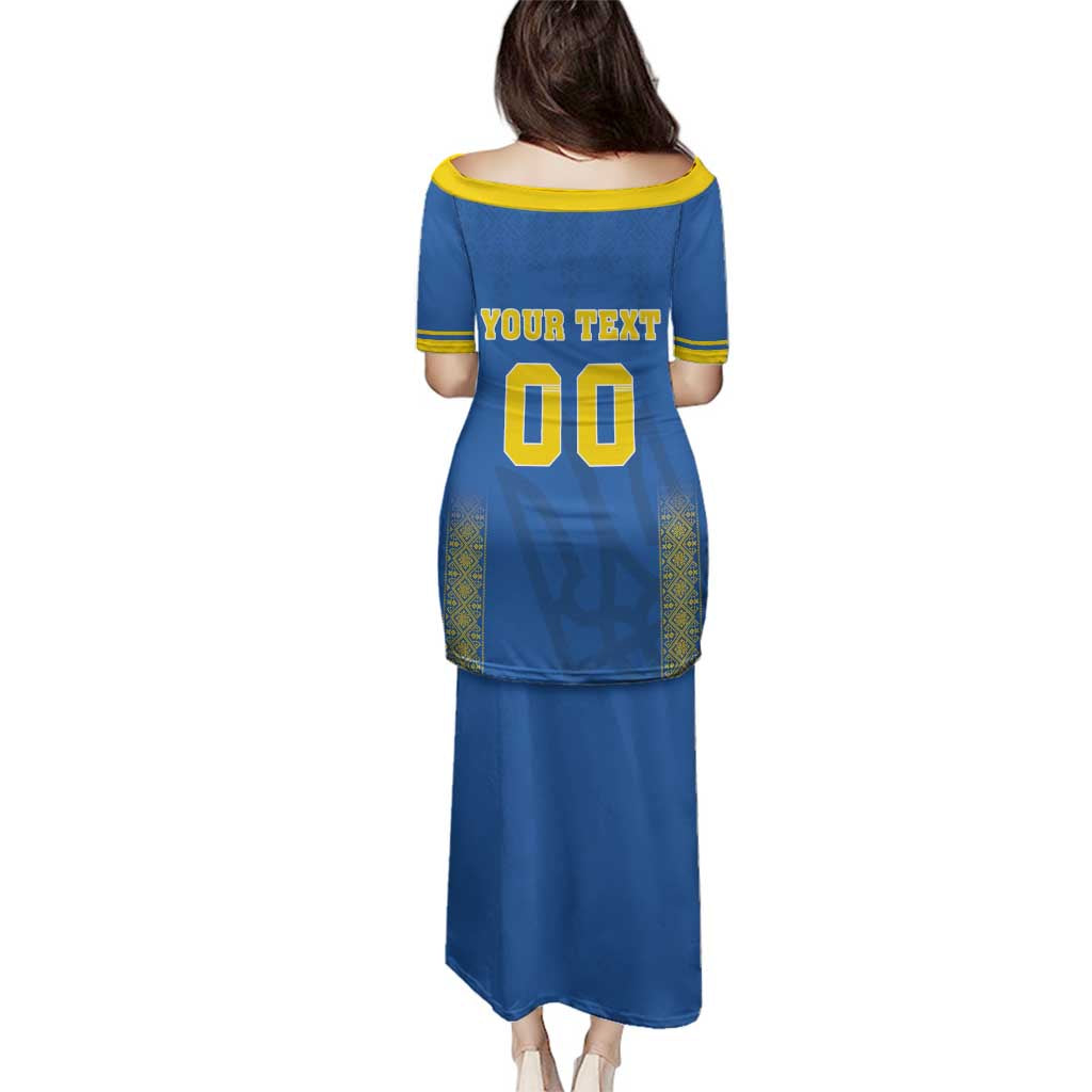 Custom Ukraine Football Family Matching Puletasi and Hawaiian Shirt Come On Zbirna Blue Version