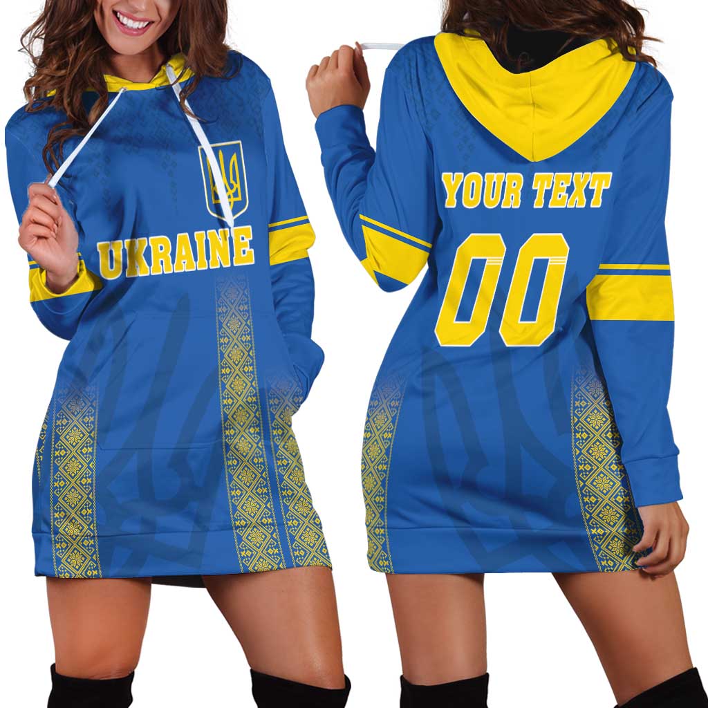 Custom Ukraine Football Hoodie Dress Come On Zbirna Blue Version