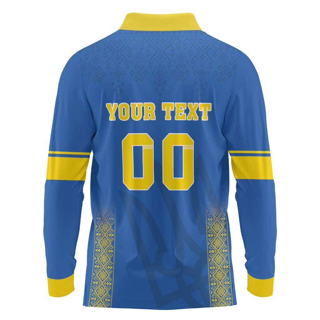 Custom Ukraine Football Long Sleeve Polo Shirt Come On Zbirna Blue Version