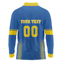 Custom Ukraine Football Long Sleeve Polo Shirt Come On Zbirna Blue Version