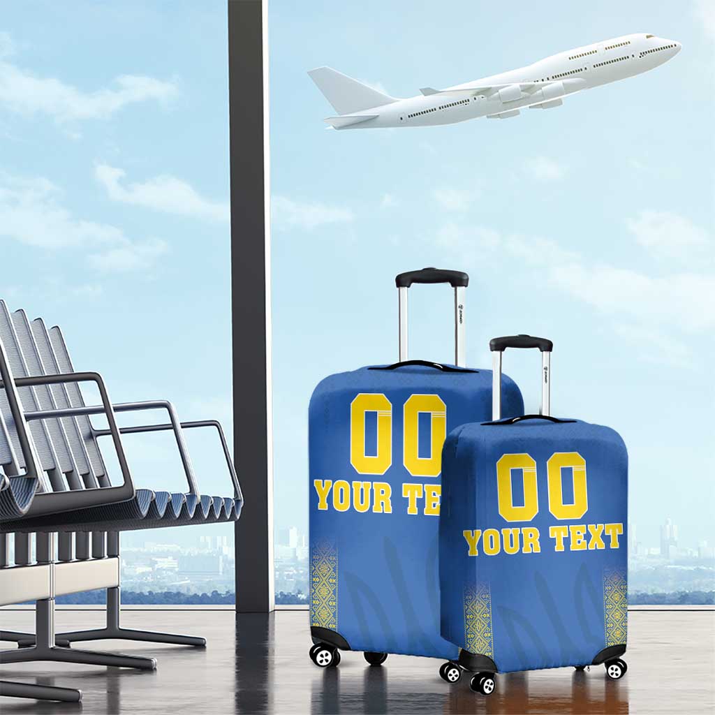 Custom Ukraine Football Luggage Cover Come On Zbirna Blue Version