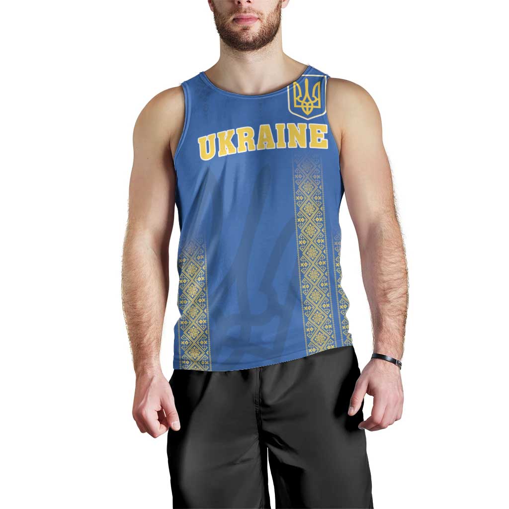 Custom Ukraine Football Men Tank Top Come On Zbirna Blue Version