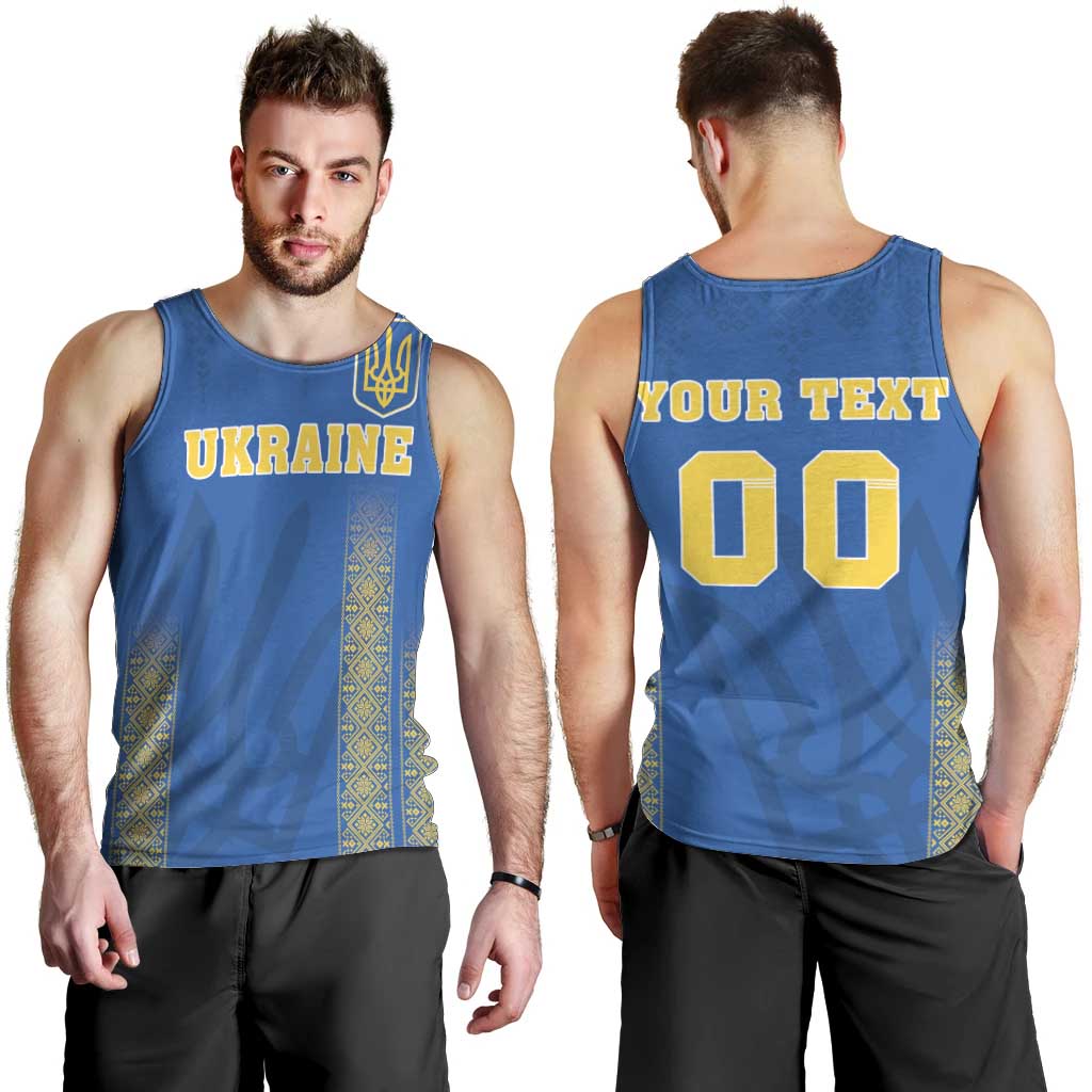 Custom Ukraine Football Men Tank Top Come On Zbirna Blue Version