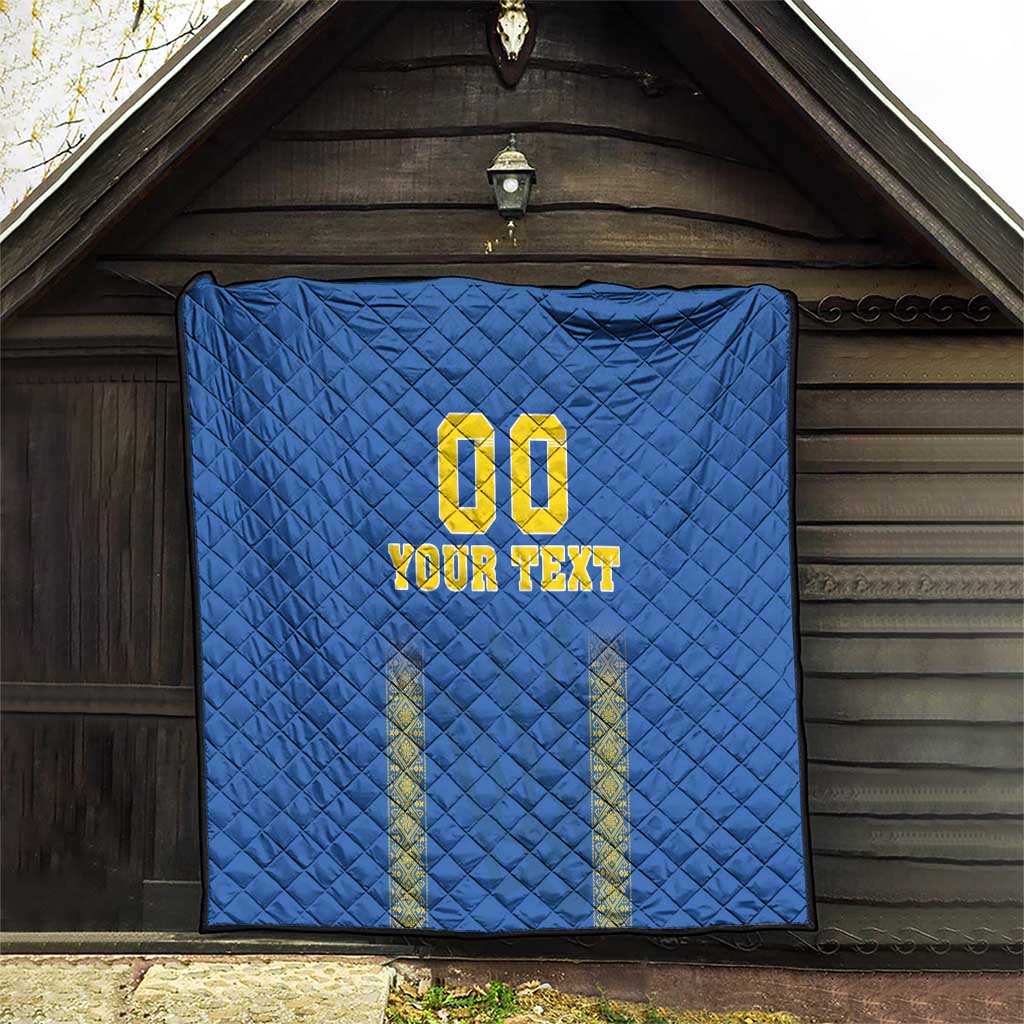 Custom Ukraine Football Quilt Come On Zbirna Blue Version