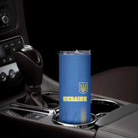 Custom Ukraine Football Skinny Tumbler Come On Zbirna Blue Version