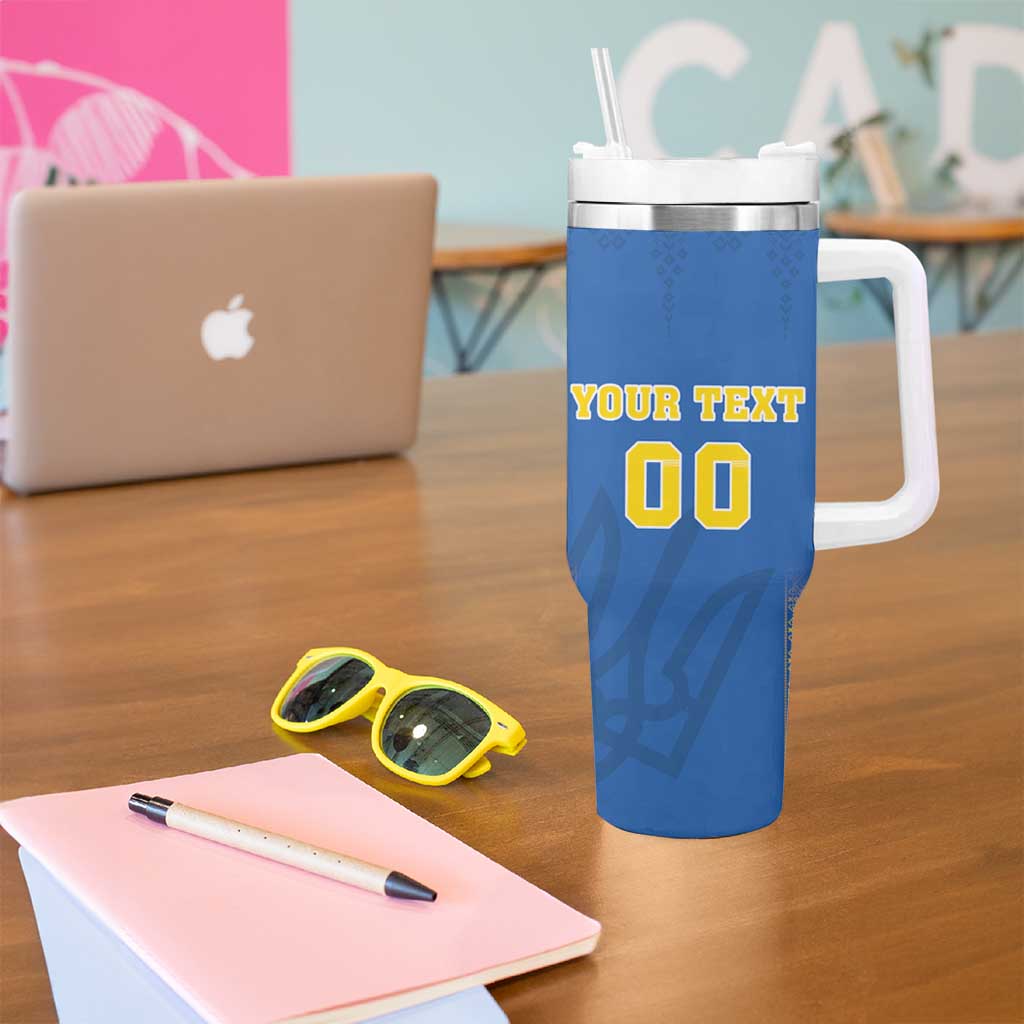 Custom Ukraine Football Tumbler With Handle Come On Zbirna Blue Version