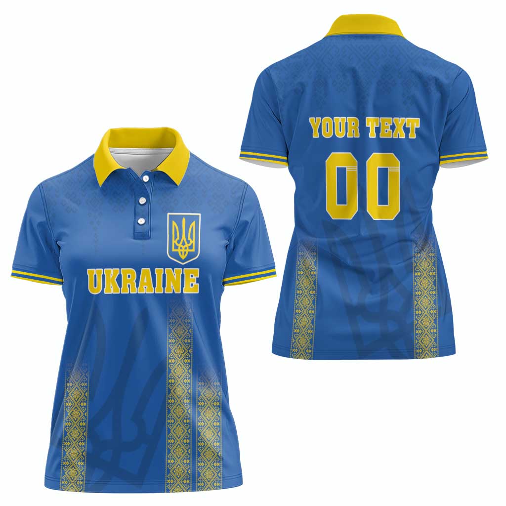 Custom Ukraine Football Women Polo Shirt Come On Zbirna Blue Version