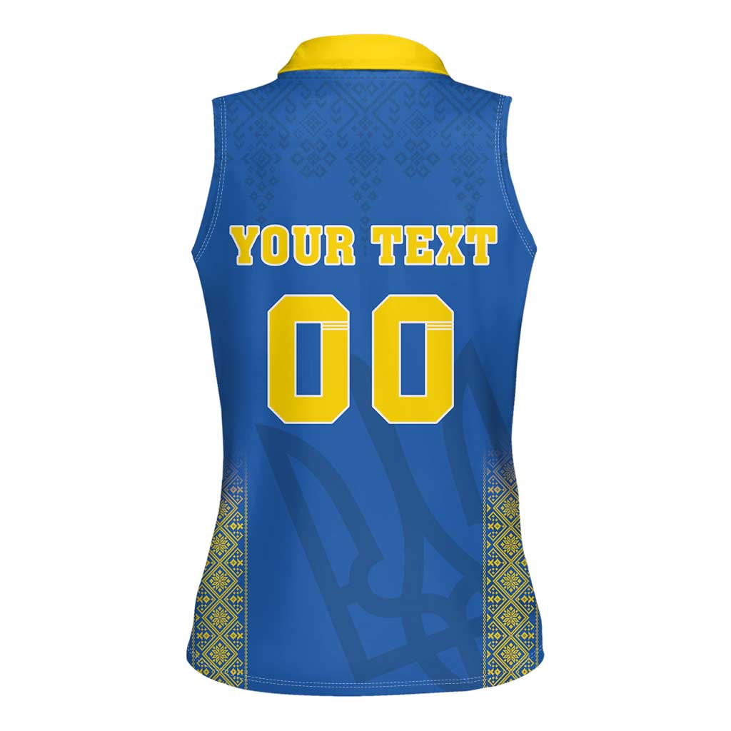 Custom Ukraine Football Women Sleeveless Polo Shirt Come On Zbirna Blue Version