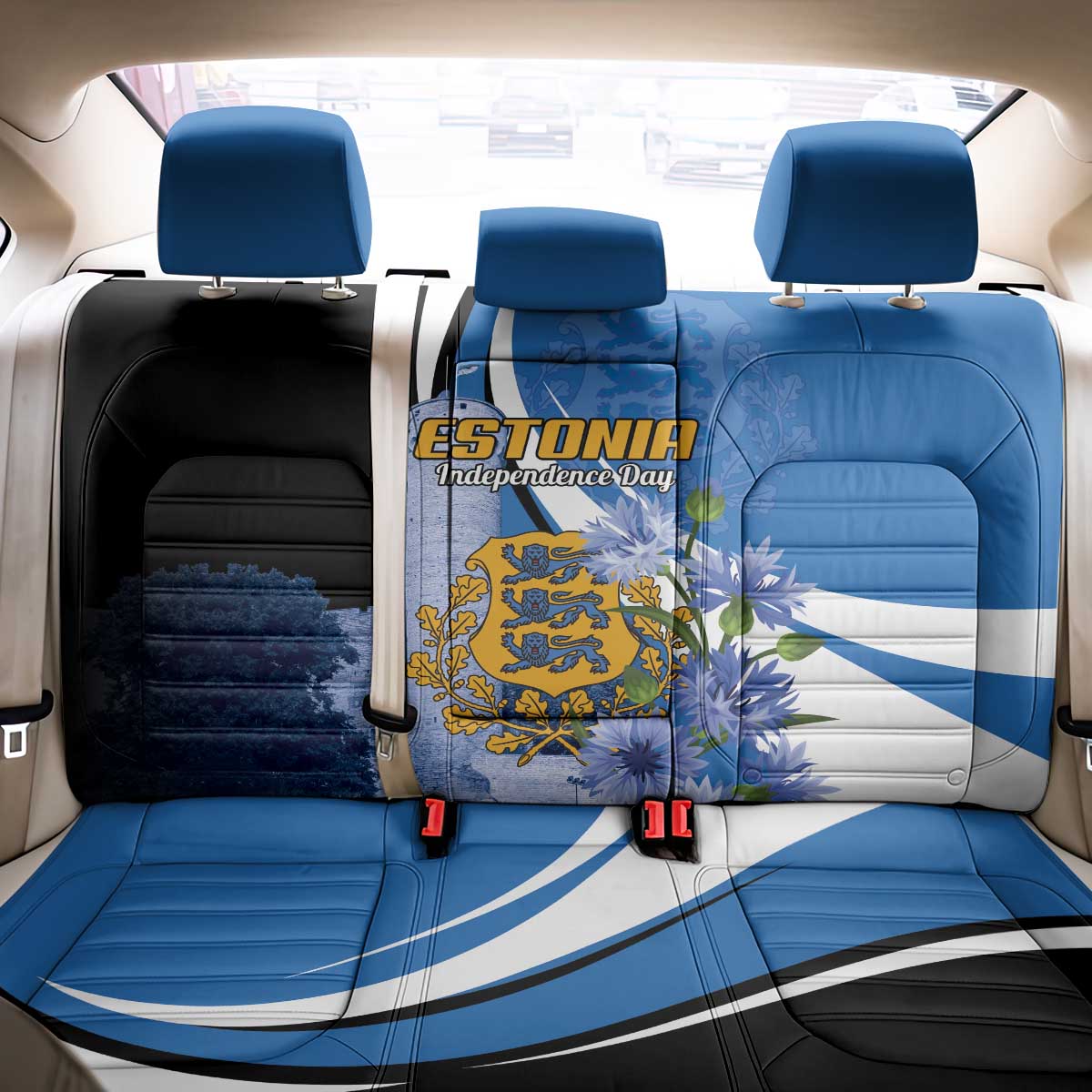Estonia Independence Day Back Car Seat Cover Pikk Hermann Tower Estonian Pride